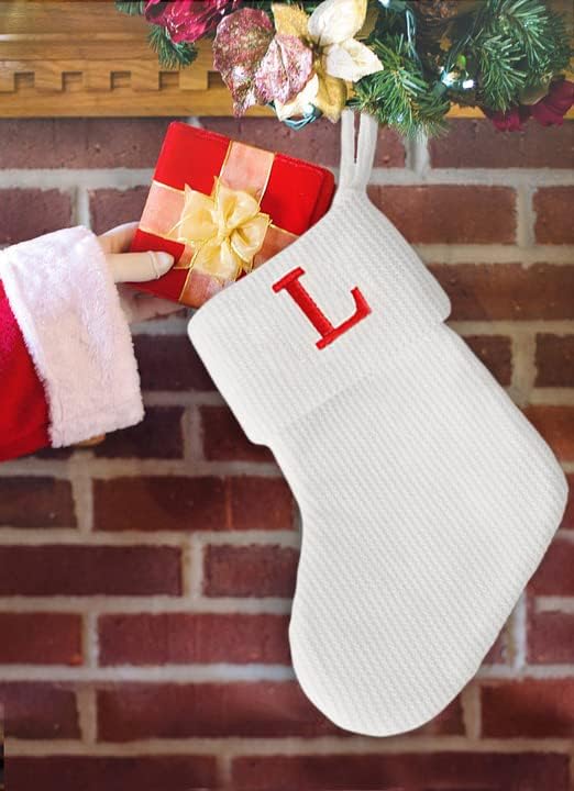 4 ADET Noel Çorapları, 9,5 inç Kişiselleştirilmiş Noel Çorapları Nakış AŞK Mektupları, Beyaz Waffle Örgü Çoraplar