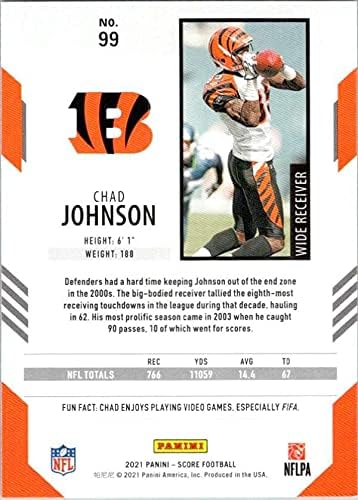 2021 Puanı 99 Chad Johnson Cincinnati Bengals NFL Futbol Ticaret Kartı