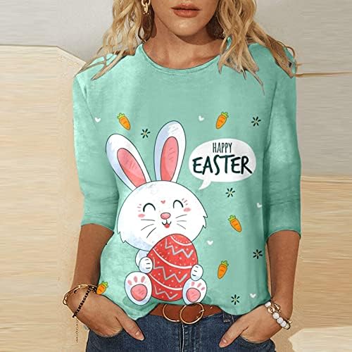 Paskalya tavşanı Gömlek Kadınlar için Sevimli T Shirt Ekip Boyun Bluz Moda Rahat Kazak Bahar Bayan Süper Yumuşak Tee