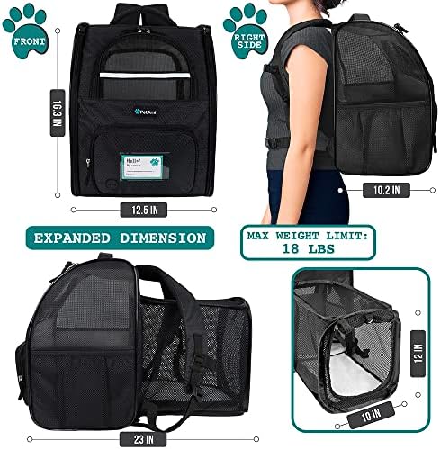 PetAmi Köpek Kedi Sırt Çantası Taşıyıcı, Seyahat Yürüyüşü için Genişletilebilir Evcil Hayvan Taşıyıcı Sırt Çantası,