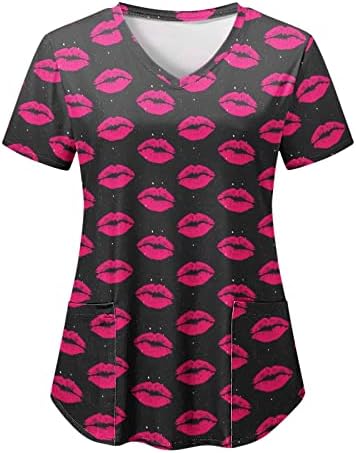 Yubnlvae Tişörtleri Kalp Baskılı kadın sevgililer Günü Tişörtü Günlük O Boyun Kısa Kollu Moda Rahat