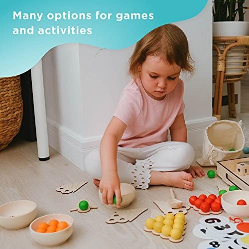 Ulanık Tatlı Sayma Büyük Montessori Oyuncak Ahşap Sıralayıcısı Oyunu 60 Topları 25mm Yaş 1 + Renk Sıralama ve Sayma