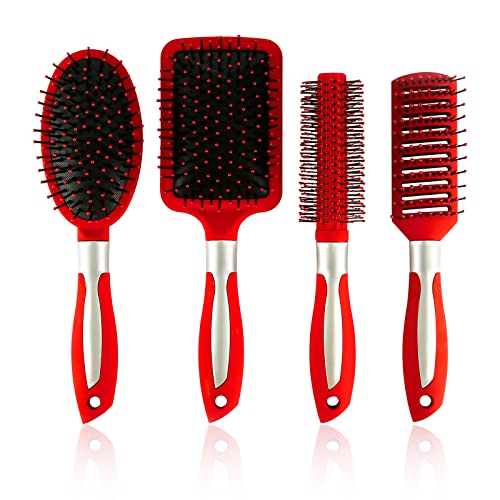 Saçları Düzleştirmek, Düzeltmek, Dolaştırmak ve Daha Fazlasını yapmak için Sylavilla Kare Kürek Fırçası(Kırmızı)