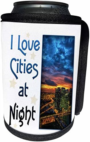 Kelimelerin 3dRose Görüntü Ben Şehir ile Geceleri Şehirleri seviyorum. - Şişe Sargısını Soğutabilir (cc_353631_1)