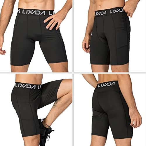 Lixada erkek Elastik Şort Pantolon Performans Spor Taban Katmanı Serin Kuru Tayt Aktif Egzersiz İç Çamaşırı