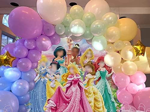 Prenses Kız Doğum Günü 7x5FT Fotoğraf Backdrop Prenses Fantezi Kale Ağaçları Peri Masalı Çiçek Glitter Arka Plan Çocuk