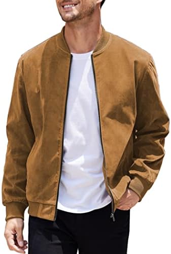 COOFANDY erkek Casual kolej ceketi Vintage Hafif Süet Bombacı Ceketler