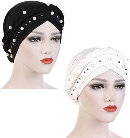 Fxhıxıy Kadın Başörtüsü Boncuk Inci Örgü Türban Şapka başörtüsü Kanser Kemo Kasketleri Bandana Headwrap Kap