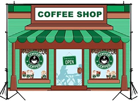 Karikatür Kahve Dükkanı dondurmalı pasta Smash Arka Planında Yeşil Çizgili Kabini Dekoratif Sahne Çocuk Doğum Günü