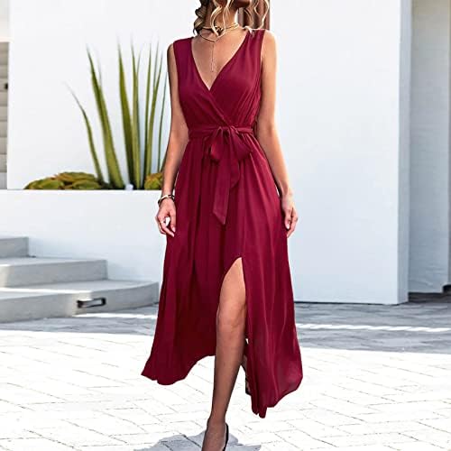 Kadın uzun kollu Mini elbise yaz rahat düz renk v yaka kolsuz gevşek elbise günlük elbiseler