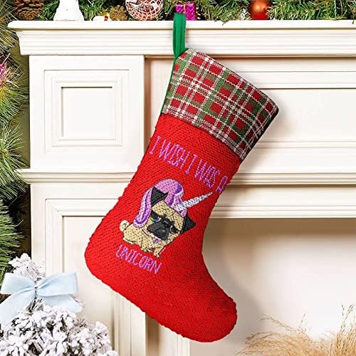 Unicorn Pugdog Pullu Noel Tatil Çorap Geri Dönüşümlü Renk Değiştirme Büyülü Stok Noel Ağacı Şömine Asılı Çorap