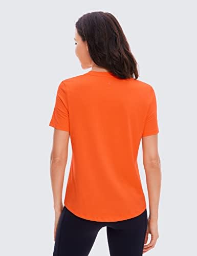 CRZ YOGA Bayan Pıma Pamuk kısa kollu gömlek V Boyun T-Shirt Casual Egzersiz Üstleri Spor Giyim