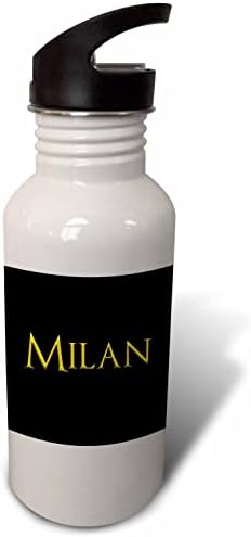 3dRose Milan Amerika'da yaygın erkek bebek adı. Siyah hediye üzerine sarı veya. - Su Şişeleri (wb-376097-2)