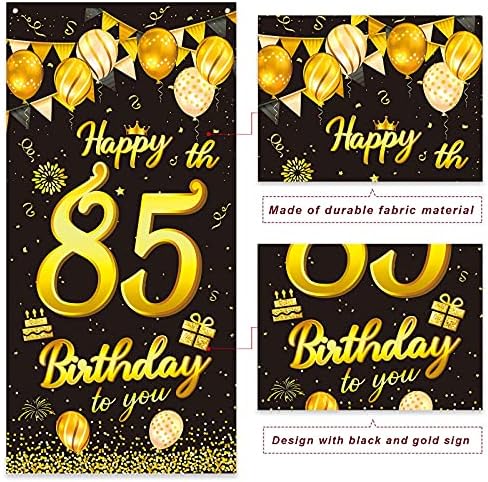 wongmode Mutlu 85th Doğum Günü Size Kapı Afiş Zemin Siyah Altın İşareti Tema Parti Dekor Seçtikleri 85 Yaşında Doğum