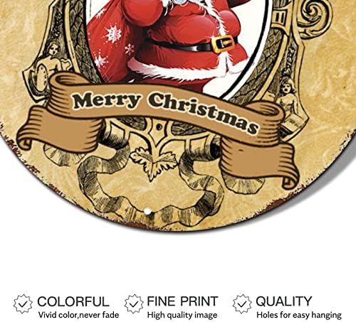 Merry Christmas Kapı İşareti Viktorya Tarzı Vintage Noel Baba Yuvarlak Metal Tabela Duvar Noel Süslemeleri Ev Mutfak