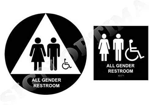 Tüm Cinsiyet Tuvaleti Tabela Seti, ADA Uyumlu, Akrilik Tabelalar, Grade II Braille (Siyah)