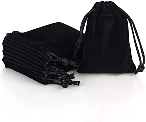 GoClimber 24 adet Küçük Kadife İpli Torbalar, siyah Kadife bez çantalar Takı için Küçük Hediye (2. 8X3. 6 inç)