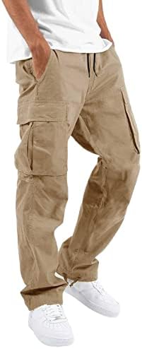 Joggers Erkekler için Moda Yaz Hafif Kargo Pantolon Düz Renk İpli Bel Düz Bacak Jogger Ter Pantolon Pantolon