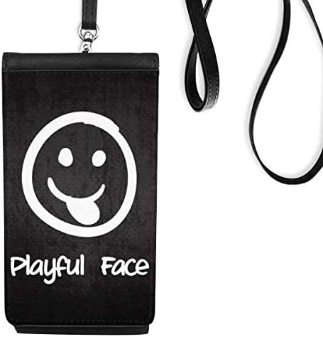 Beyaz Oynak Yüz Sevimli Sohbet Mutlu Telefon Cüzdan çanta Asılı Cep Kılıfı Siyah Cep