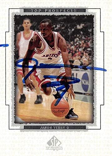 Jason Terry imzalı Basketbol Kartı (Arizona Wildcats) 1999 Üst Güverte En İyi Adaylar Çaylak 3-İmzalı Kolej Basketbolları