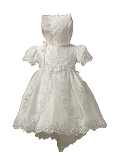 BuyBro Bebek Kız Payetli Dantel Vaftiz Elbiseler Nimet Vaftiz Törenlerinde 3 M Beyaz