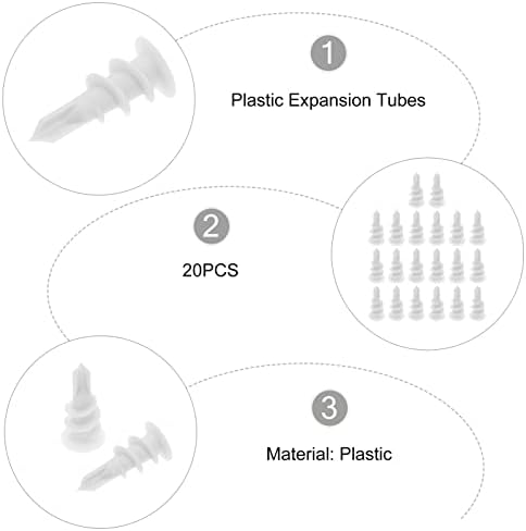 DOITOOL Vidalar Çapa Kiti İçi Boş Çapalar: 20 adet Plastik Genleşme Borusu Cıvata Sütun Çerçeve Sabitleme Kendinden
