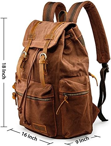 GEARONİC 21L Vintage keten sırt çantası Deri Sırt Çantası Sırt Çantası 15 inç laptop çantası Satchel Koleji Omuz Yürüyüş
