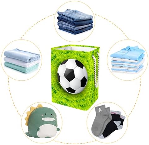 DEYYA Su Geçirmez çamaşır sepetleri Uzun Boylu Sağlam Katlanabilir Futbol Futbol Topu Yeşil Otlak Baskı Sepeti Yetişkin