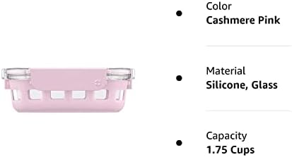 Ello Duraglass Yemek Hazırlama Kabı, Silikon Kılıflı ve Hava Geçirmez BPA İçermeyen Plastik Kapaklı 1,75 bardaklık