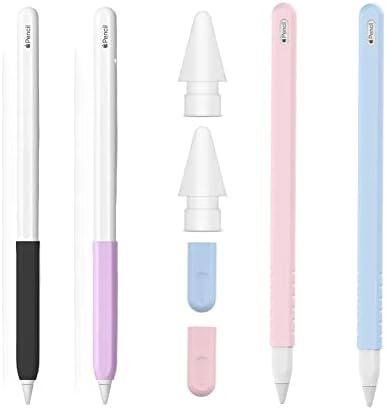 XİN HUA (4+2 paket) silikon kılıf kol kapağı uyumlu Apple kalem 2. Nesil, uç kapağı aksesuarları ve 2 adet kalem ucu
