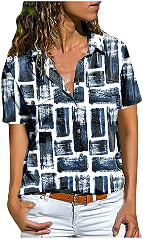 CGGMVCG moda üst giyim Kadınlar için Düğme Aşağı Gömlek Kısa Kollu Temel Üstleri Bayan Grafik Tişörtleri