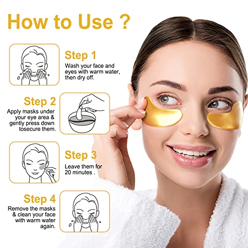 Göz Maskesi - 15 Pairs 24 K Altın Göz Maskesi Altında-Göz Maskeleri Koyu Halkalar ve Şişlik için, Kırışıklıkları Azaltmak,