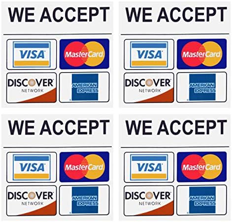eSplanade Visa, MasterCard, Amex ve Discover Kredi Kartlarını Kabul Ediyoruz Tabela Çıkartması-Montajı Kolay Hava