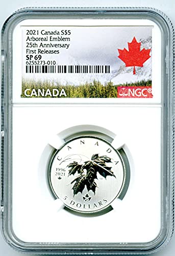 2021 CA Kanada Kraliyet Darphanesi Akçaağaç Yaprağı 25. Yıl Dönümü Aboreal Amblemi İLK kez 5 $SP69 NGC yayınladı