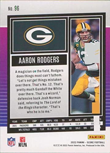 2022 Puanı 96 Aaron Rodgers NM-MT Green Bay Packers Futbol NFL