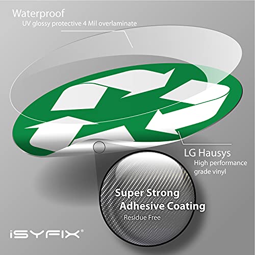 ıSYFIX Çöp tenekesi için Geri Dönüşüm Etiketi -6 Paket 5 inç - Premium Kendinden Yapışkanlı Vinil, Hava Koşullarına
