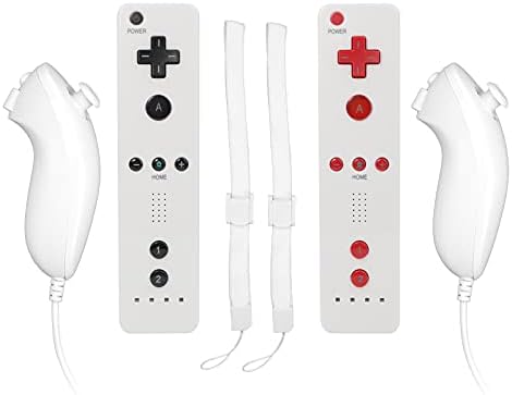 Wii Denetleyicisi, Vinklan Wii Remote ve Wii ve Wii U için Silikon Kılıflı Nunchuck (Kırmızı Beyaz Arka ve Siyah Beyaz