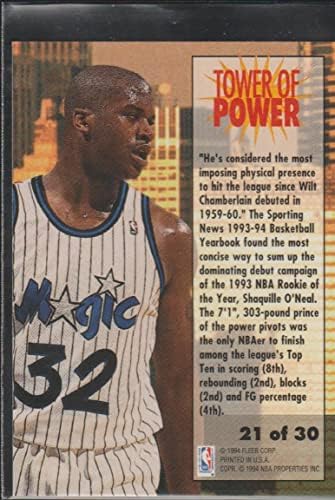 Shaquille o'neal (Basketbol Kartı) 1993-94 Fleer - Güç Kulesi 21