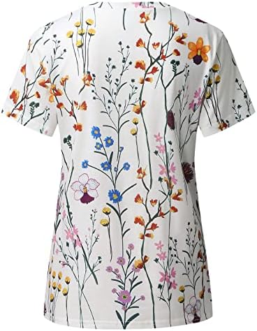 Yaz Bayan Kısa Kollu Ekip Boyun Çiçek Baskılı Üst T Shirt Casual Gömlek Tee Kısa Kollu Üstleri Bayan beyzbol tişörtü