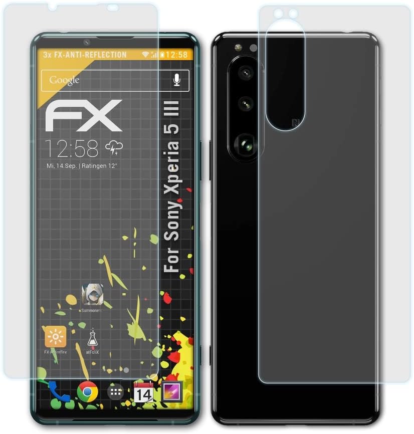 Sony Xperia 5 III Ekran Koruyucu Film ile Uyumlu atFoliX Ekran Koruyucu, Yansıma Önleyici ve Şok Emici FX Koruyucu