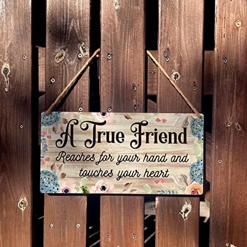gerçek bir Arkadaş Elinize Ulaşır ve Kalbinize Dokunur Işareti Komik Çiftlik Evi Dostluk Ahşap Asılı Işareti Plak