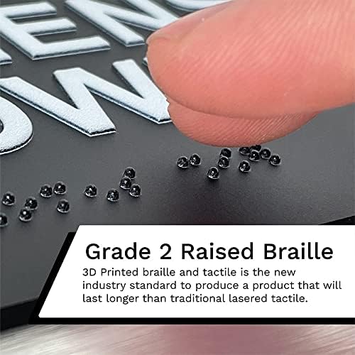 ADA Braille Uyumlu Tabela-Kadın tuvalet plakası, Executive Serisi-Fırçalanmış Alüminyum, Mat Siyah Akrilik Beyaz Dokunsal
