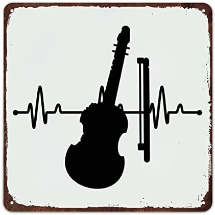 Mousus Keman Kalp Atışı EKG EKG Retro Metal İşareti, Keman Duvar Plak Tabela, Müzik Aletleri İşareti Ofis Ev Sınıfı