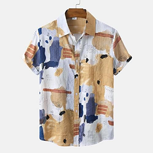 Erkek Grafik Gömlek Kısa Kollu Düğme Aşağı Gömlek Hızlı Kuru Turn-Aşağı Yaka Büyük ve Uzun Boylu T-Shirt erkekler