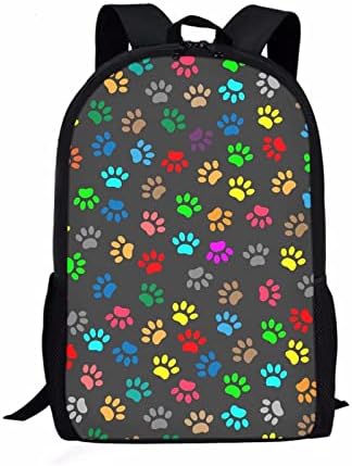 Aoopistc Hayvan Köpek Pençeleri Sırt Çantası Renkli Çanta Çocuk Genç için, Büyük Ağır Kitap Tutucu Schoolbag Yürüyüş