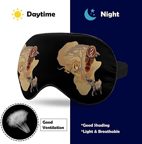 Afrika Vahşi Aslan Fil Haritası Komik Uyku Göz Maskesi Yumuşak Körü Körüne Göz Kapağı Ayarlanabilir Kayış ile Gece