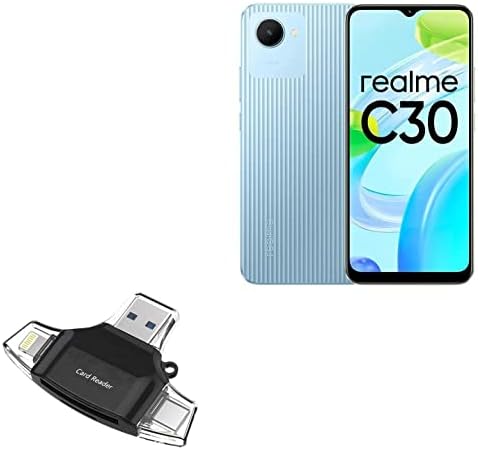 BoxWave Akıllı Gadget ile Uyumlu Realme için C30s-AllReader USB kart okuyucu, microSD kart okuyucu SD Kompakt USB