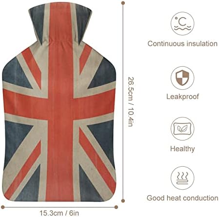 İngiliz Bayrağı Sıcak Su Şişesi için Yumuşak Kapaklı Sıcak Kompres ve Soğuk Terapi Ağrı kesici 6x10. 4in